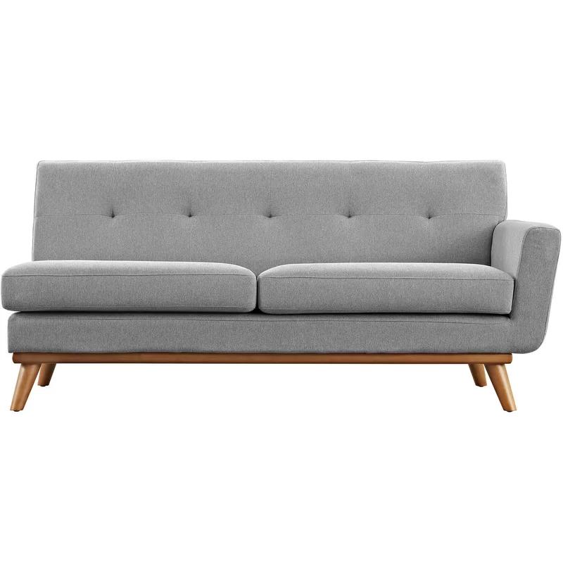 Expectation Gray Tufted Fabric Loveseat with Removable Cushions