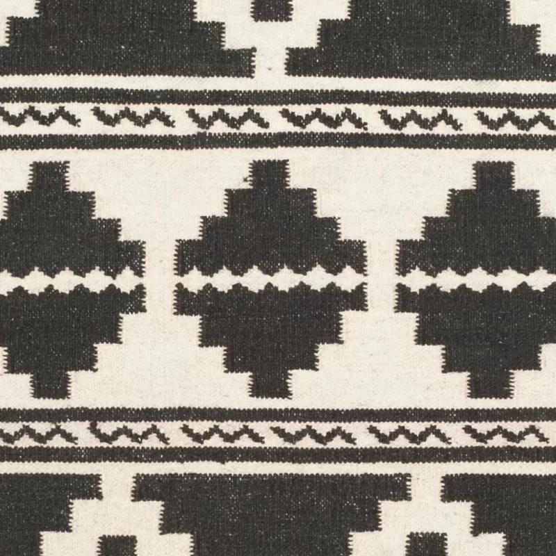 Tribal Motif Handmade Black Wool 6' Square Area Rug