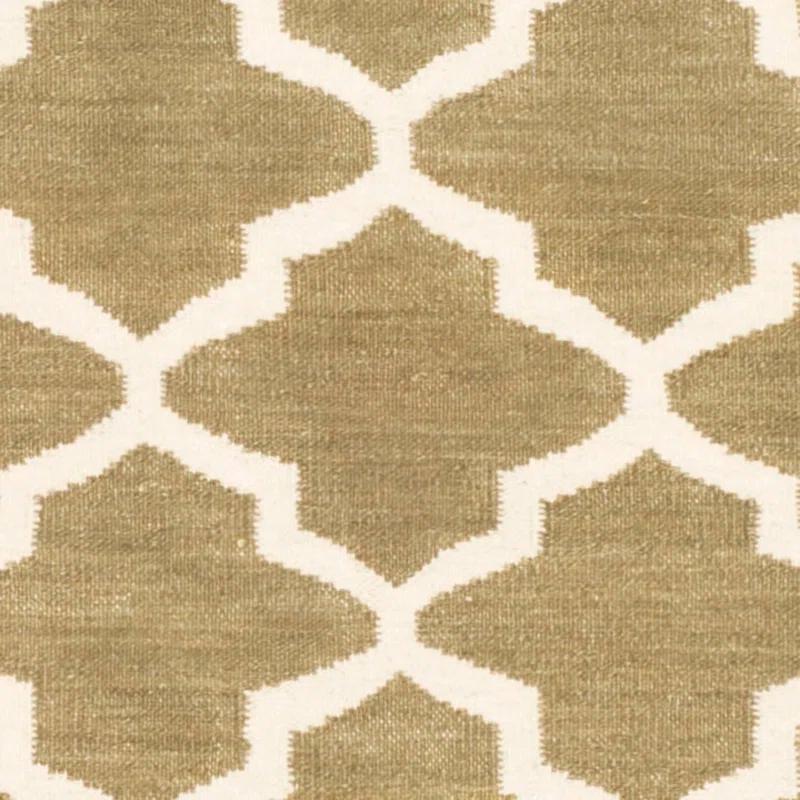Winston Porter Milltown Hand Woven Flat Weave Wool Geometric Rug