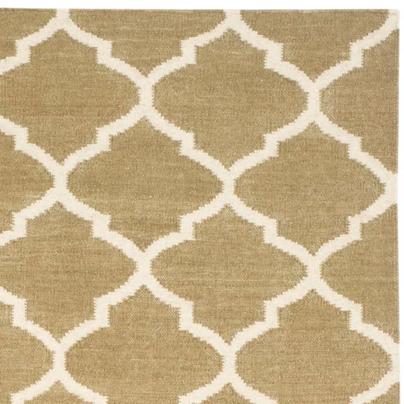 Winston Porter Milltown Hand Woven Flat Weave Wool Geometric Rug