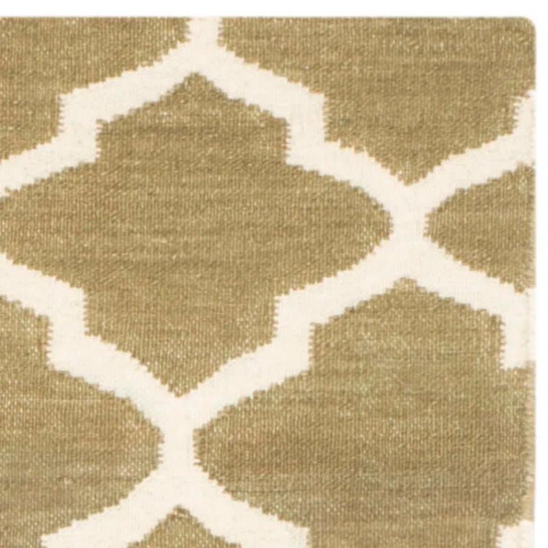 Winston Porter Milltown Hand Woven Flat Weave Wool Geometric Rug