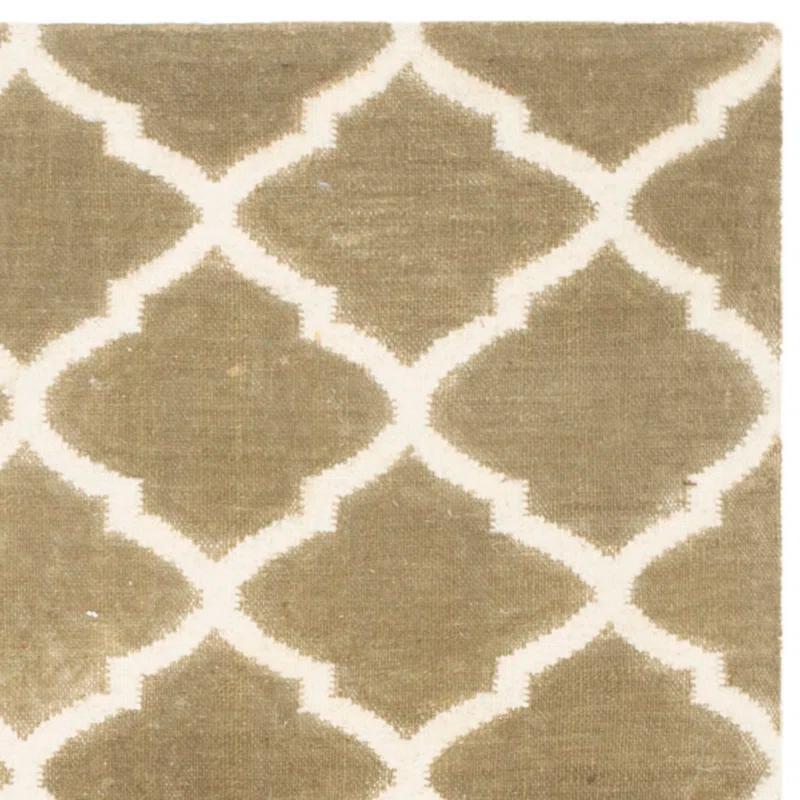 Winston Porter Milltown Hand Woven Flat Weave Wool Geometric Rug