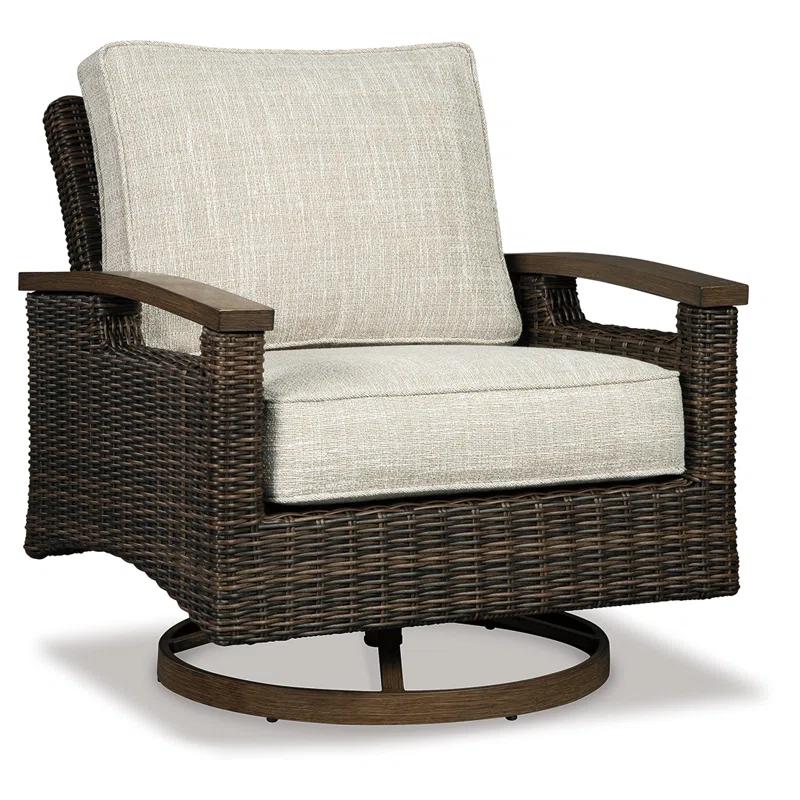 Beacon Park Coastal Gray Wicker Swivel Lounge Chair