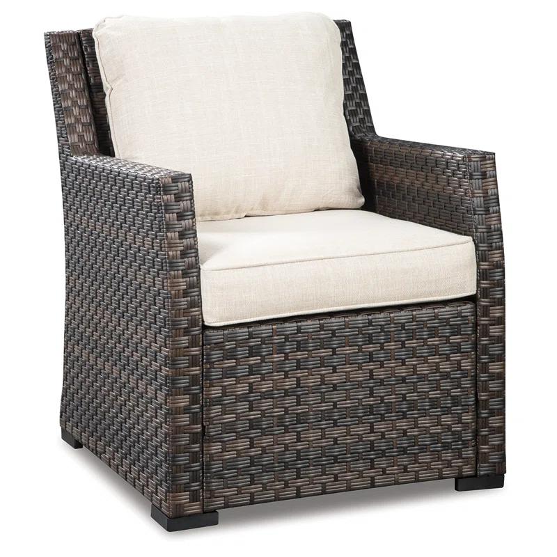 Elegant Transitional Beige & Brown Lounge Chair with Cushions