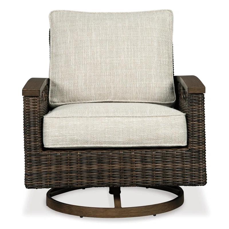 Beacon Park Coastal Gray Wicker Swivel Lounge Chair
