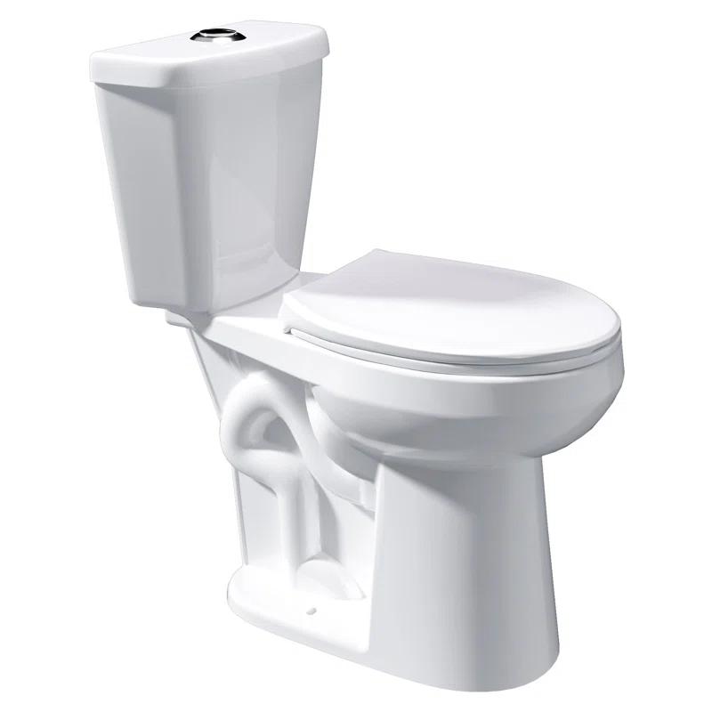 19 in. 2-Piece Toilet 1.1/1.6 GPF Dual Flush Round White Toilet ADA Height with Soft-Close Seat