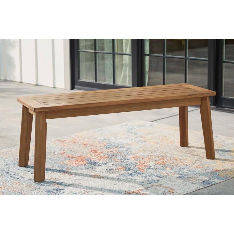 Janiyah Light Brown Solid Acacia 46'' Outdoor Dining Bench