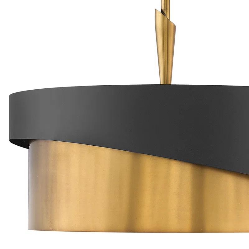 Gigi Heritage Brass & Satin Black 3-Light LED Drum Pendant