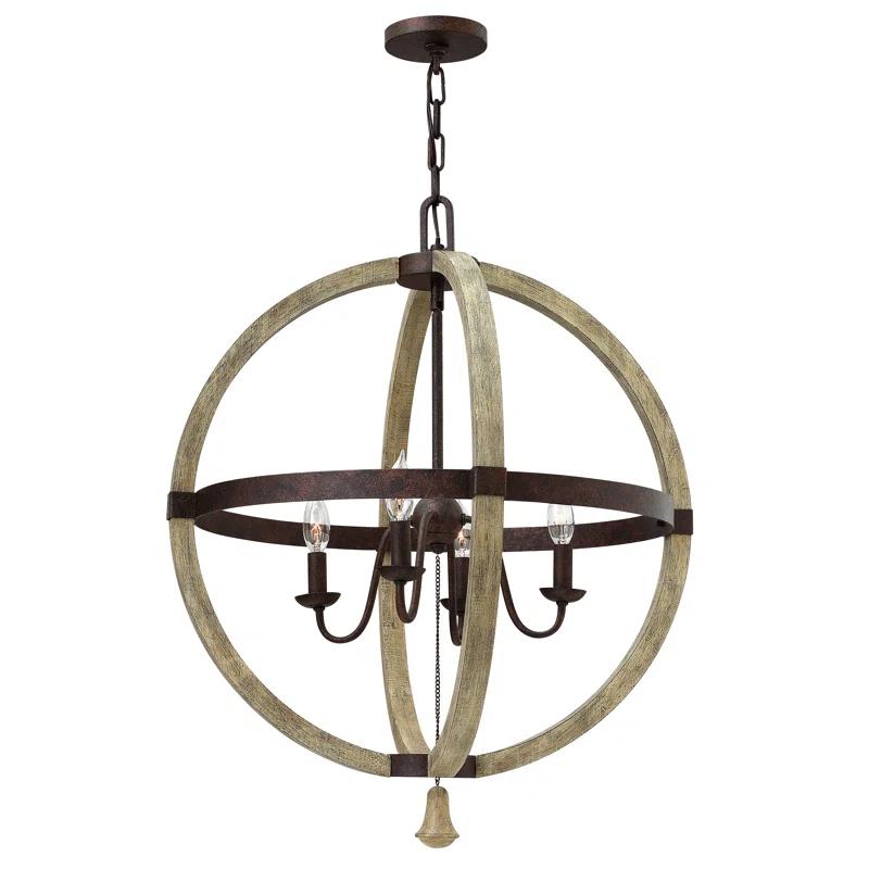 Middlefield Rustic-Chic 4-Light Iron Rust & Weathered Ash Chandelier