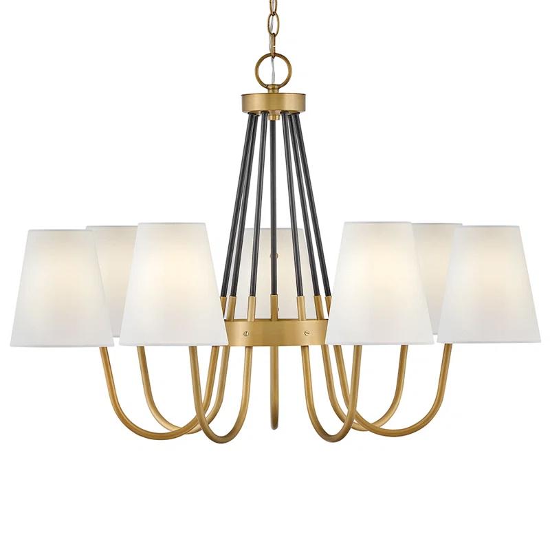 Aston Heritage Brass 7-Light Classic Chandelier with Off-White Shades