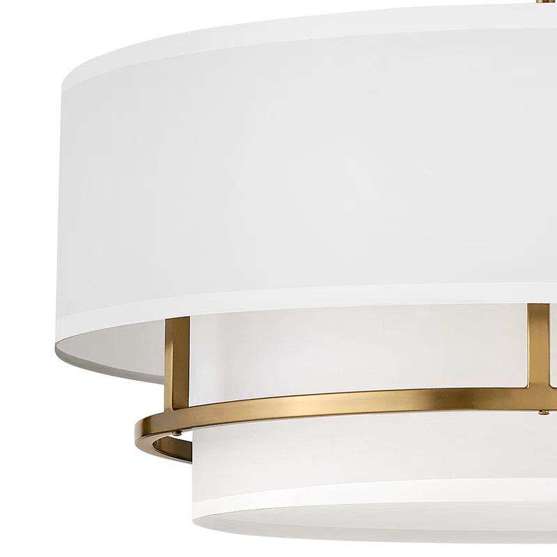 Lacquered Brass 23" Transitional Drum Semi-Flush Mount with Faux Parchment Shade