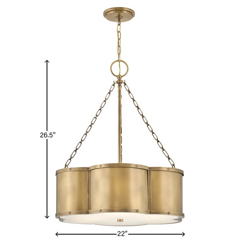 Heritage Brass 3-Light LED Drum Chandelier with Etched Glass