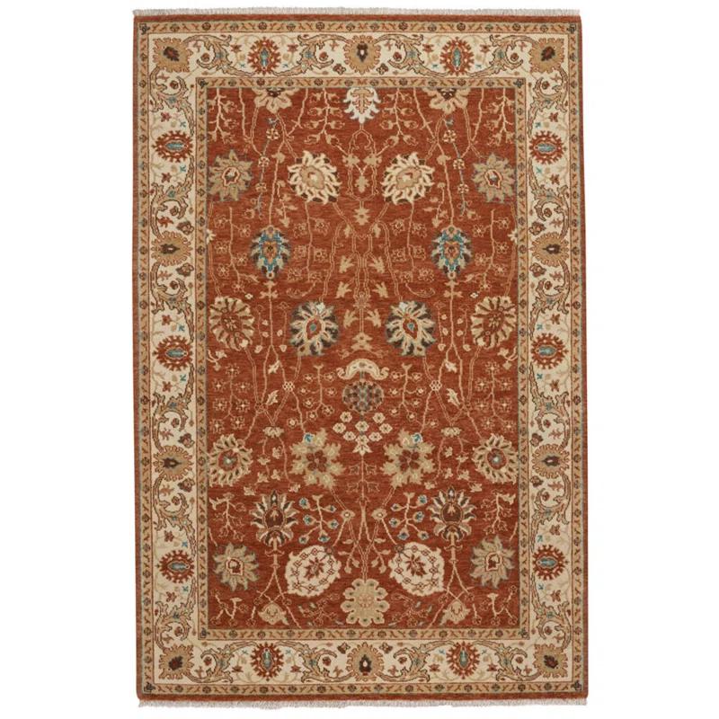 Sarah Hand-Knotted Ivory and Rust Wool 8' x 10' Area Rug