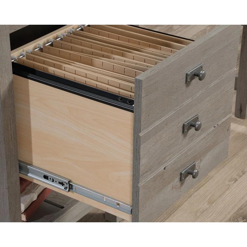 Mystic Oak Coastal Desk with Letter-Size File Drawer and Storage Shelf