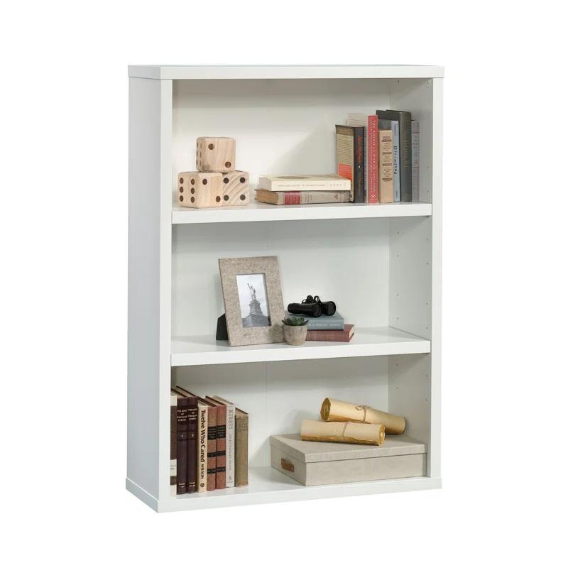 Soft White Adjustable 3-Shelf Display Bookcase with Cubes