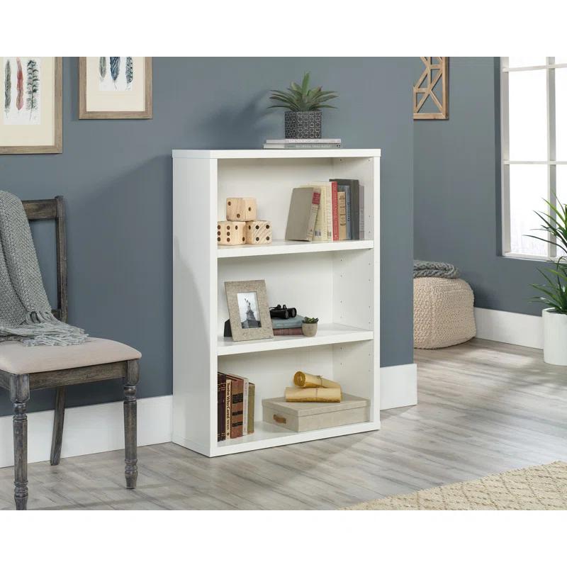Soft White Adjustable 3-Shelf Display Bookcase with Cubes
