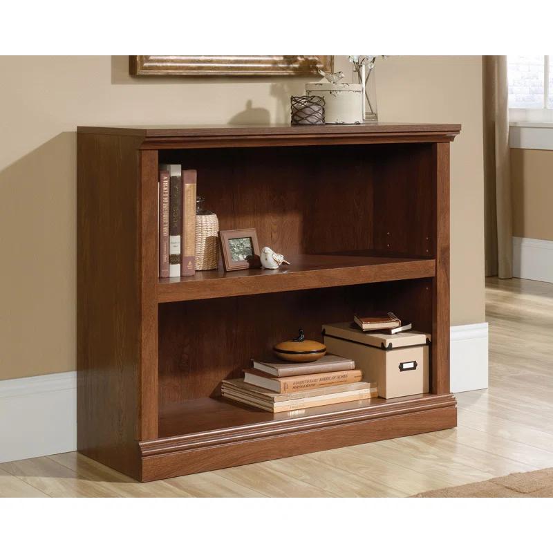 Adjustable 2-Shelf Oiled Oak Bookcase with Storage Cubes