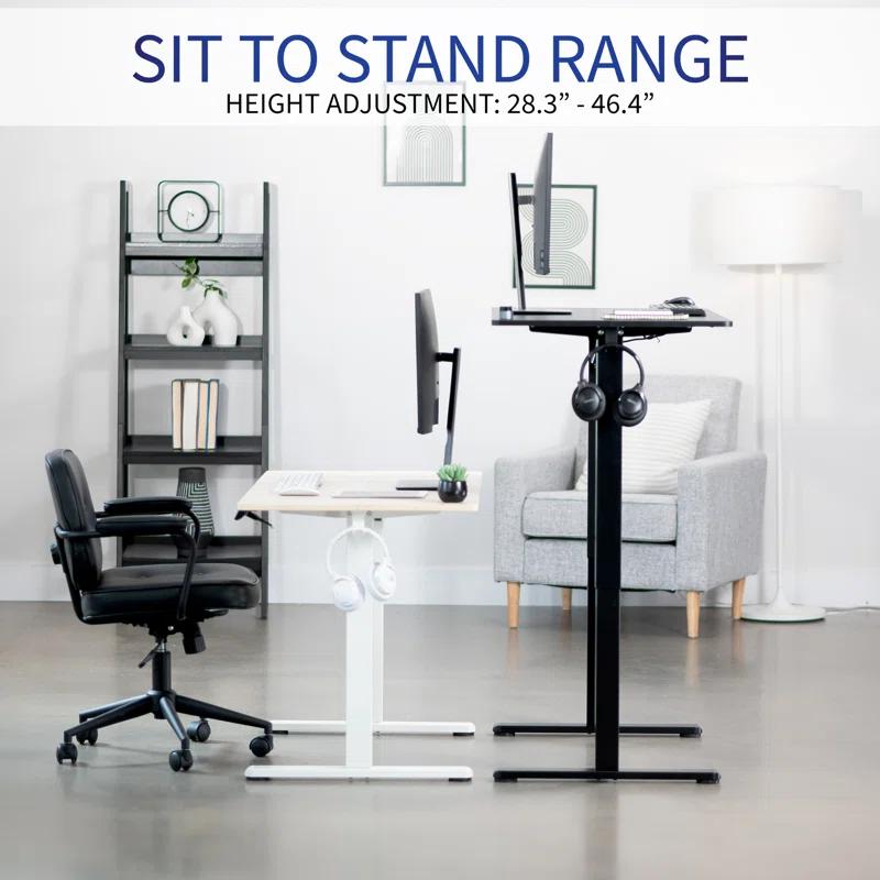 Black Adjustable Electric Standing Desk with Memory Controller