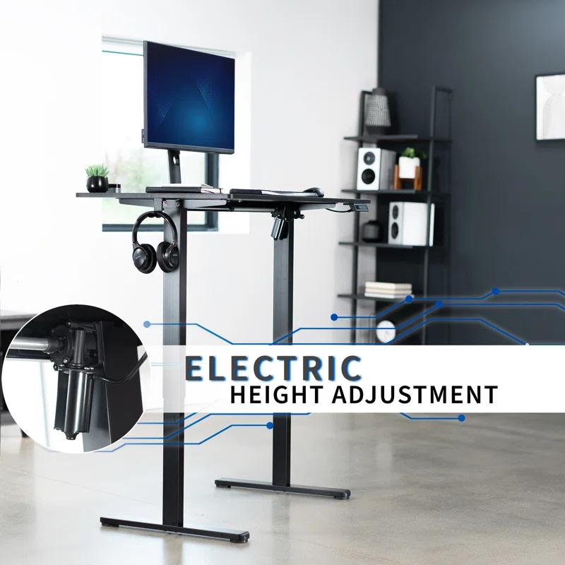 Black Adjustable Electric Standing Desk with Memory Controller