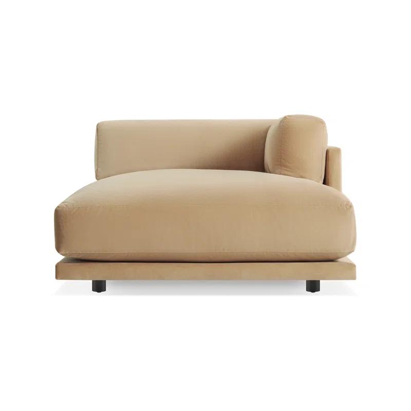 Camel Velvet Right Hand Facing Chaise Lounge