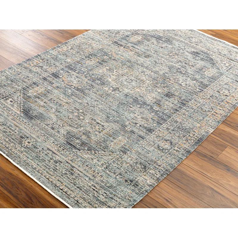 Elegant Gray Synthetic 9' x 13'1" Easy-Care Area Rug