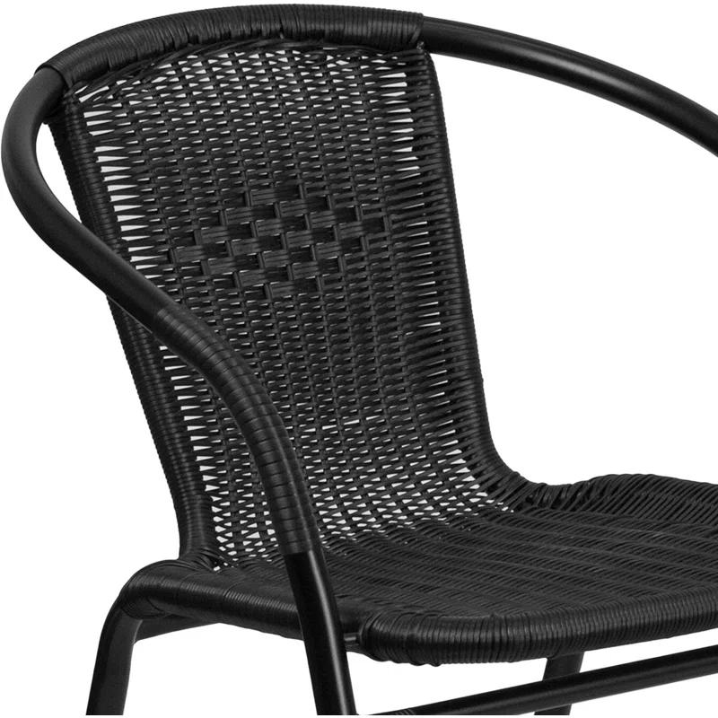 Modern Black Powder-Coated Steel Stackable Outdoor Dining Chair