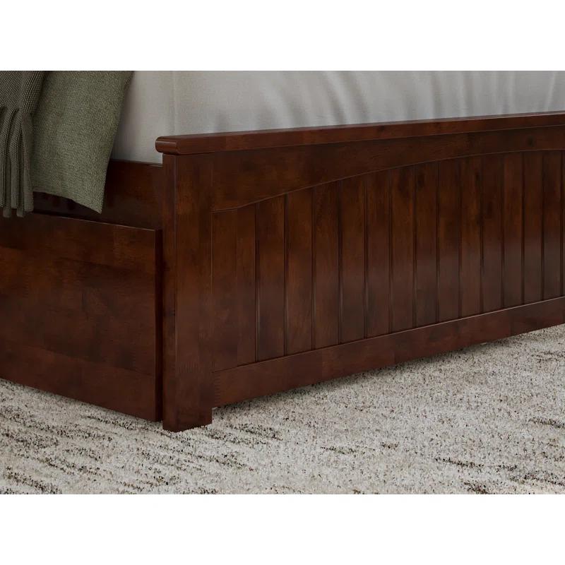 Nantucket Walnut King Wood Platform Bed with Headboard