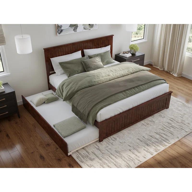 Nantucket Walnut King Wood Platform Bed with Headboard