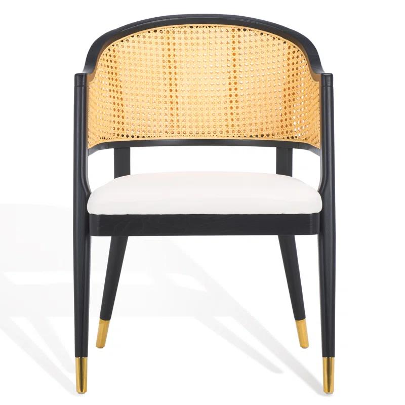 Black and Natural Rattan Cane Side Chair