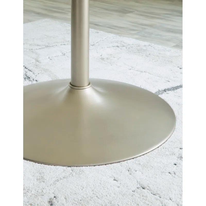 39.5" Round Glass and Gold Dining Table