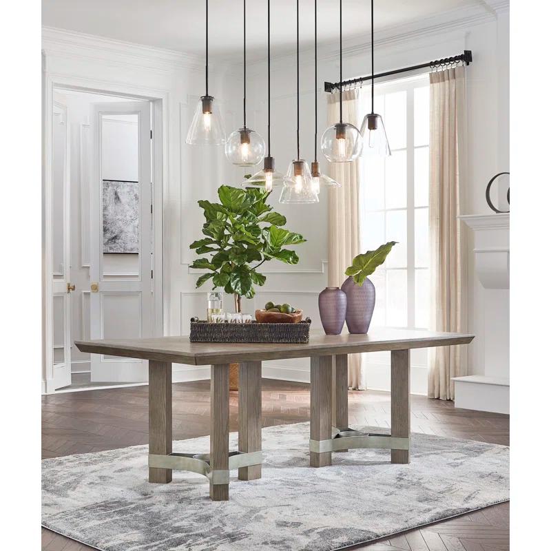 Contemporary Chrestner Solid Oak 84'' Gray Dining Table