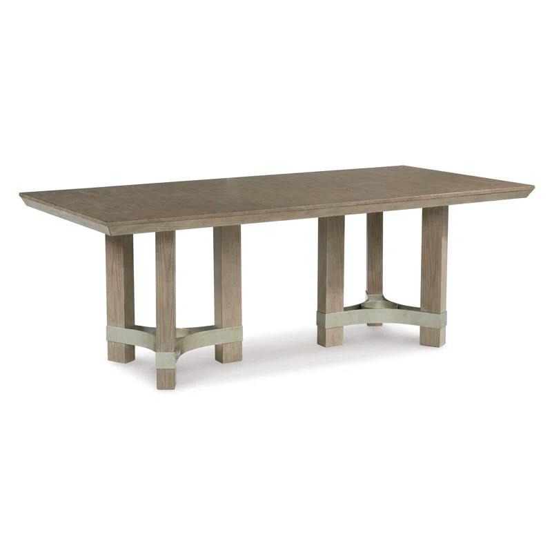 Contemporary Chrestner Solid Oak 84'' Gray Dining Table