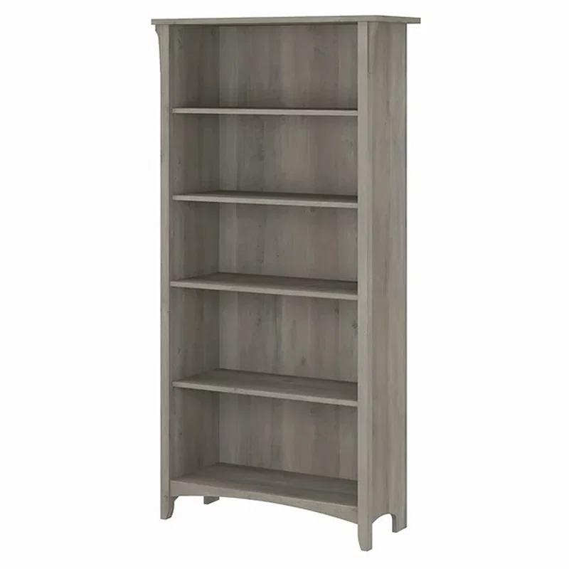 Salinas Adjustable Driftwood Gray Wood 5-Shelf Bookcase