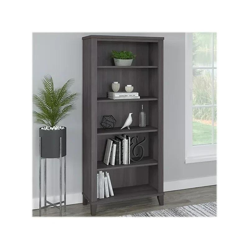 Storm Gray Tall 5-Shelf Adjustable Bookcase