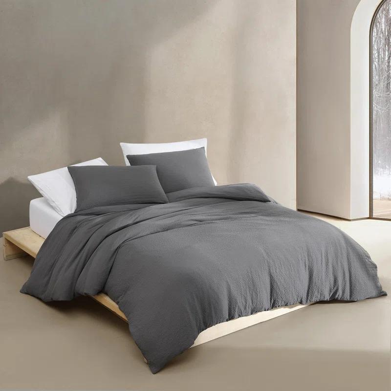 Calvin Klein Seersucker Reversible 3 Piece Duvet Cover Set
