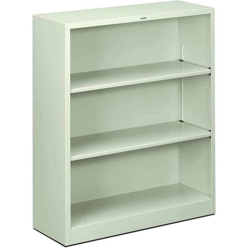 Adjustable Heavy-Gauge Steel 3-Shelf Bookcase in Light Gray