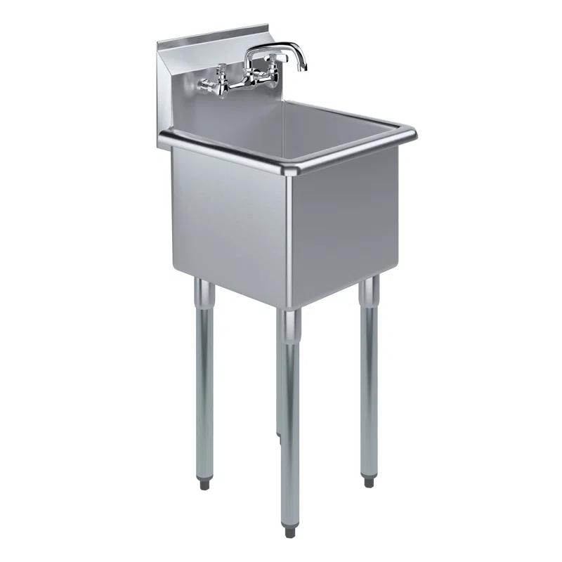 Stainless Steel Utility Sink with Faucet (Bowl Size: 15" X 15"). Restaurant, Kitchen, Laundry. NSF