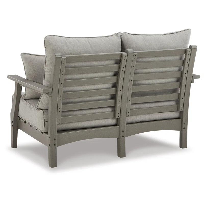 Transitional Gray 54" Stationary Outdoor Loveseat with Cushions