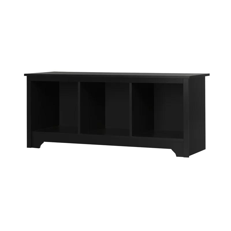Vito Transitional Pure Black Storage Bench with Cubby Spaces