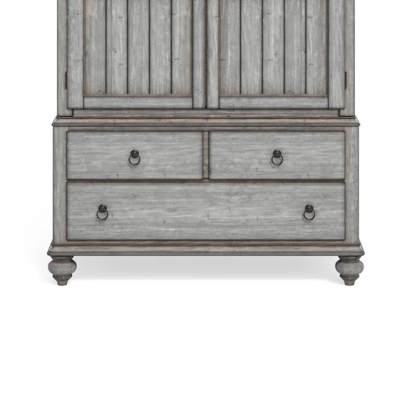 Plymouth Vintage Graywash 5-Drawer Armoire with Antique Gunmetal Pulls