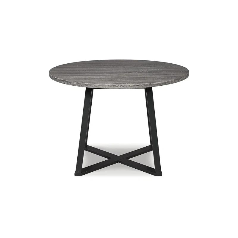 Centiar 42" Contemporary Industrial Black/Gray Round Dining Table