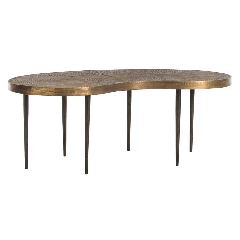 Sloan 44'' Vintage Brass and Natural Iron Kidney-Shaped Cocktail Table