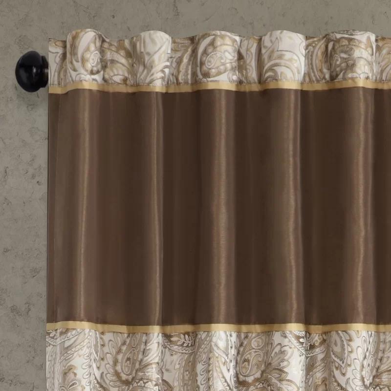 Burgundy Faux Silk Light-Filtering Rod Pocket Curtain Panel Pair