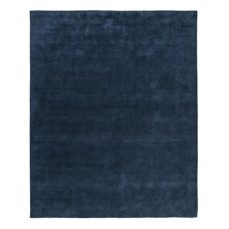 Handmade Striped Blue Wool-Cotton Blend 8' x 10' Area Rug