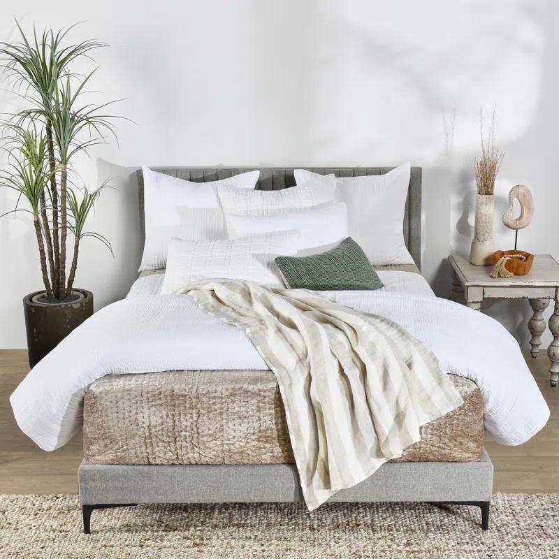 Sagebrush Green Knitted Linen Throw Pillow, 14"x26"