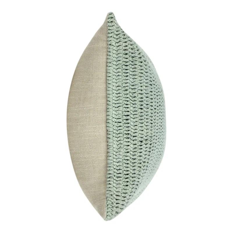 Sagebrush Green Knitted Linen Throw Pillow, 14"x26"