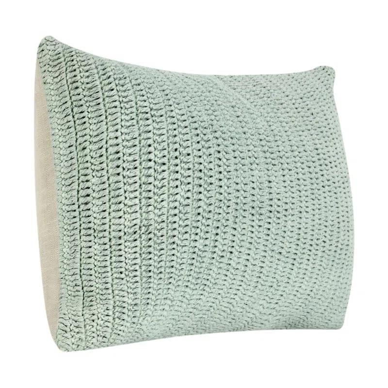 Sagebrush Green Knitted Linen Throw Pillow, 14"x26"