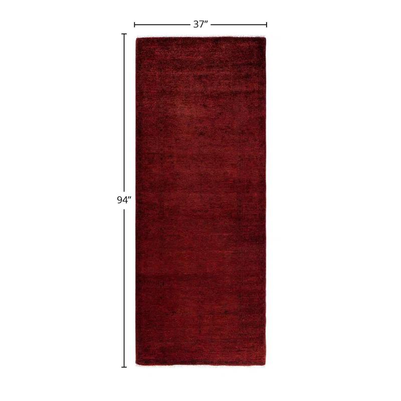 Solo Rugs Overyed One-of-a-Kind Runner 3'1" X 7'10" New Age Runner Wool Area Rug Dark Red/Black