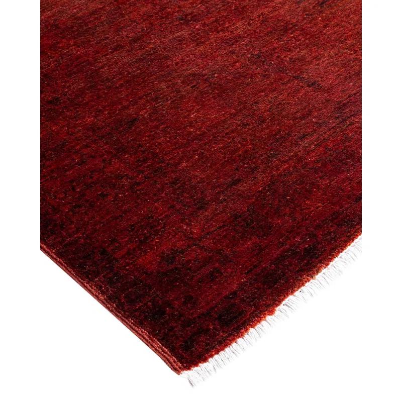 Solo Rugs Overyed One-of-a-Kind Runner 3'1" X 7'10" New Age Runner Wool Area Rug Dark Red/Black