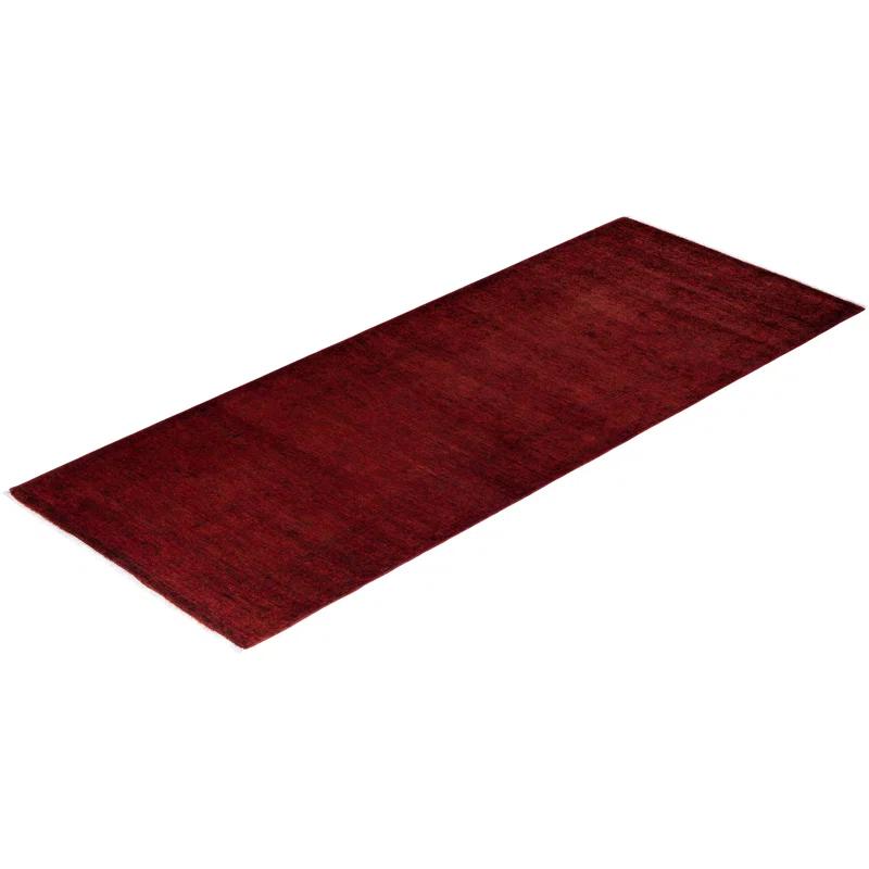 Solo Rugs Overyed One-of-a-Kind Runner 3'1" X 7'10" New Age Runner Wool Area Rug Dark Red/Black